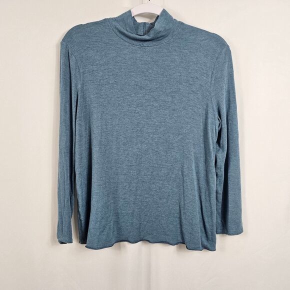 Armani Collezioni Long Sleeve Mock Neck Tee in Blue - Size 14 - Picture 1 of 8